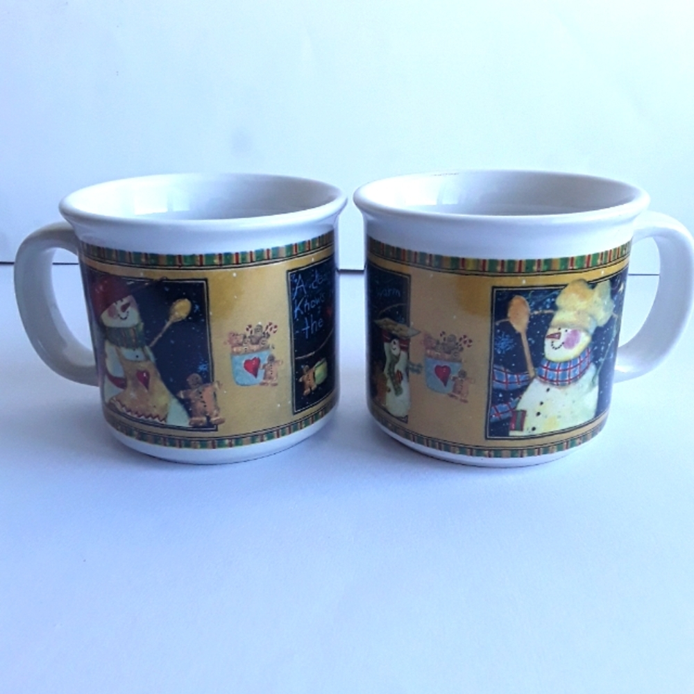 Set of 2 Susan Winget Christmas "Dear Friends" Coffe Cups/Mugs